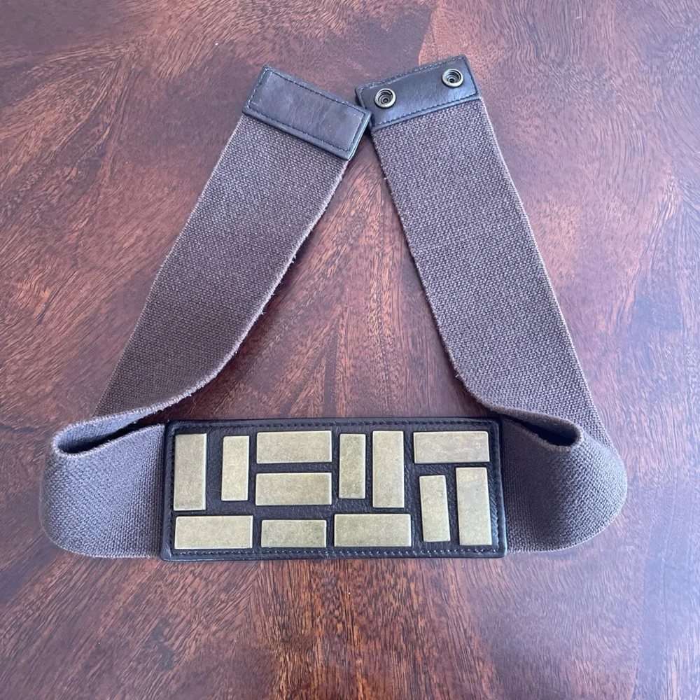 Worth Brown And Brass Colored Geometric Waist Belt Size P (probably a XS)